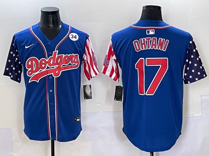 Men 2025 Los Angeles Dodgers #17 Ohtani Blue a generation of national flags Joint Name Nike MLB Jersey style 4